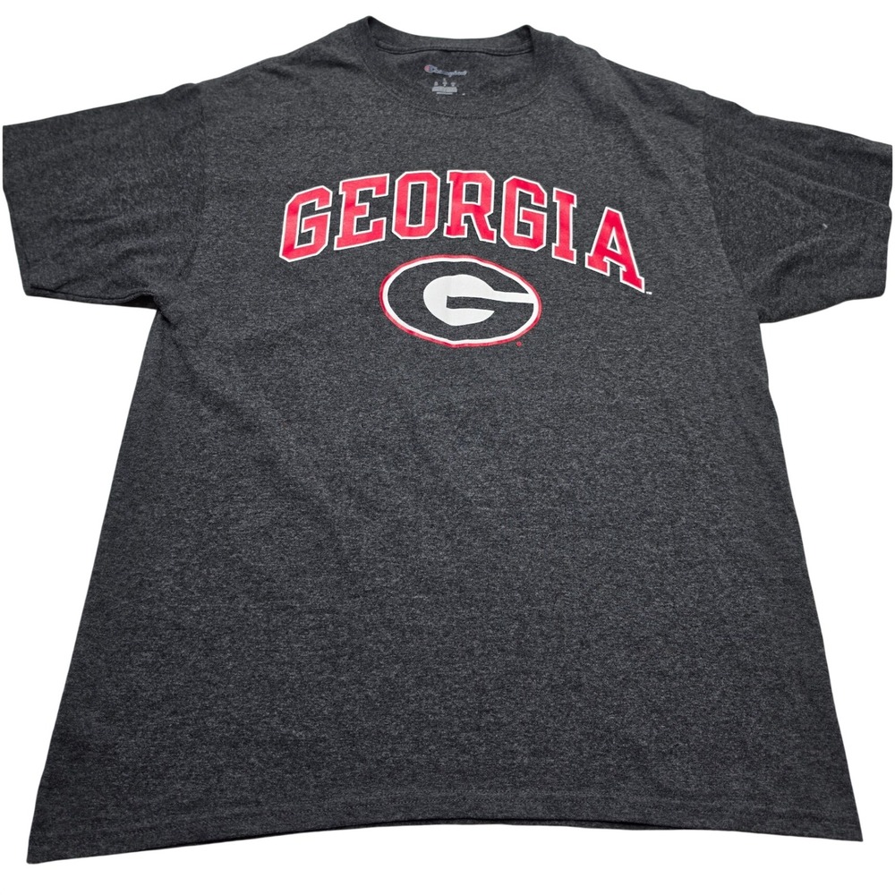 Champion Georgia Bulldogs T-Shirt Mens Large Gray Heather Short Sleeve Graphic